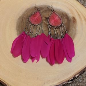 3 for $30.00 Pink feather earrings